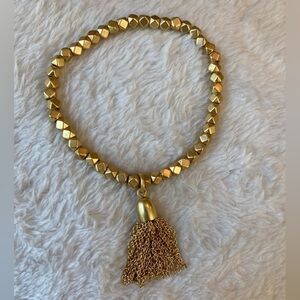 Vintage Gold Tone Nuggets Stretch Bracelet with Metal‎ Tassel